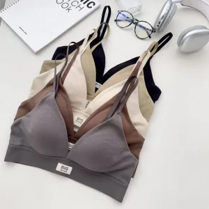 Sexy Beautiful Back Underwear French Triangle Cup Women's Small Chest Flat Chest Fixed Cup Thin Comfortable Wire-free Bra