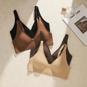 Women's Deep V Jelly Strip Bra Thin Seamless Push-Up Anti-Sagging Breathable Comfortable Underwear